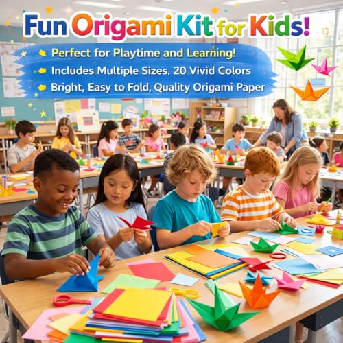 SGYKJ 1750 Blatt Origami Papier- Und Faltpapier Set In 20 Farben, 7/10/15/20 cm, Mit Origami-Sterne Papierstreifen – Für Kinder & Eltern Basteln, DIY Handarbeit Und Dekoration Zu Hause.