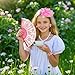 Fumwase 8Pcs Pink Tea Party Accessories Set Gloves Hats Necklace Fan Bracelet Earrings Sunglass Ring for 20s 50s Accessories (Pink)