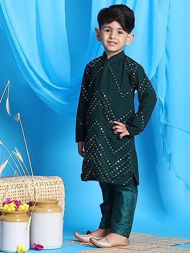 Image of VASTRAMAY Boys' Kurta Pyjama Set | Georgette Kids Ethnic Festive Outfit | Traditional Outfit