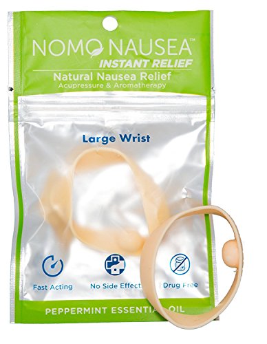 NoMo Nausea Nomo Nausea Instant Relief Large Nude Aromatherapy Anti-Nausea Bands with Acupressure, Nude, Large, Peppermint, 2 Count