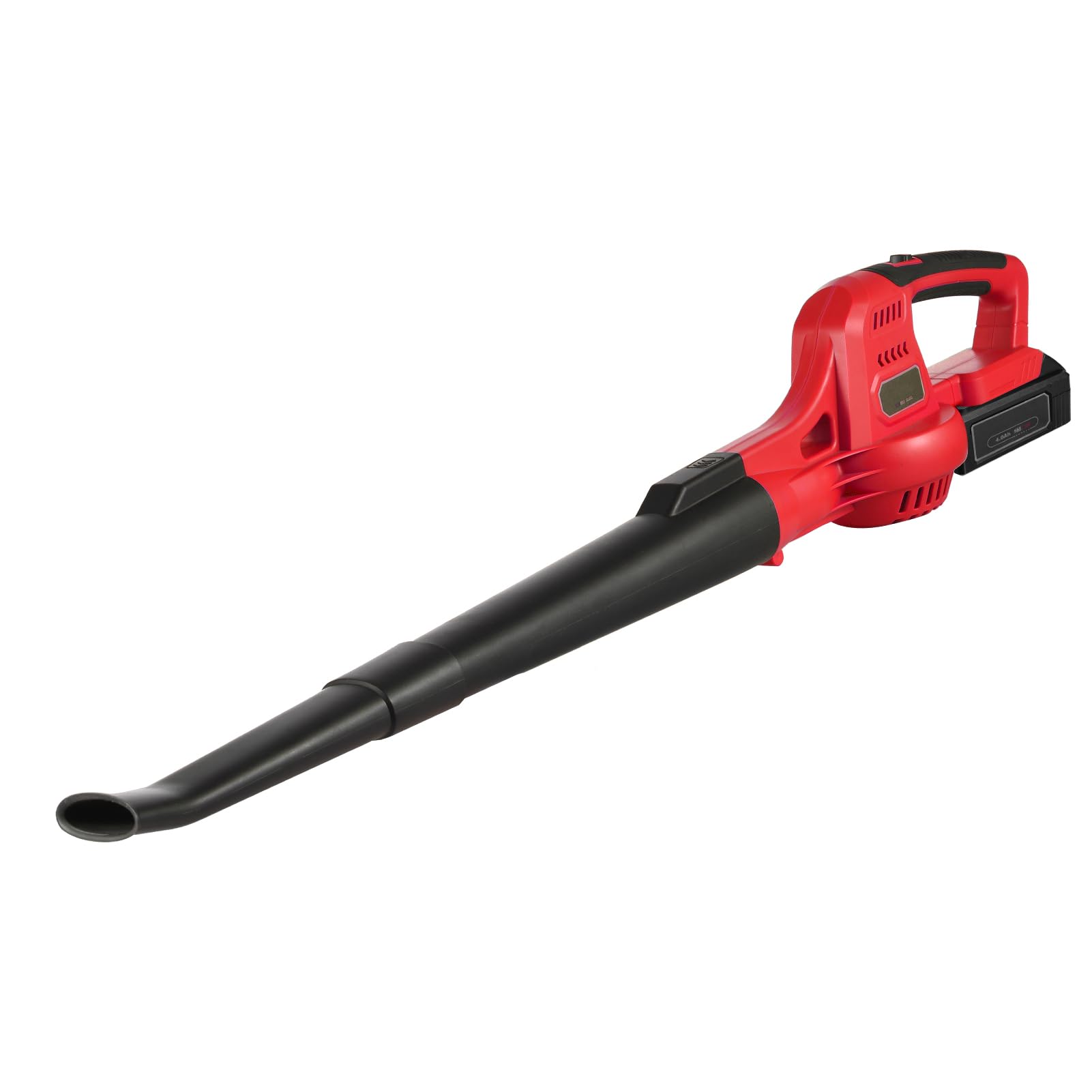 BRRNOO Soplador de Hojas Inalámbrico de 20 V, Soplador de Hojas Eléctrico Portátil de Mano con 2 Tubos de Extensión Desmontables, Batería de 4,0 Ah, Control (1 batería de 4,0 Ah y Enchufe Europeo.)