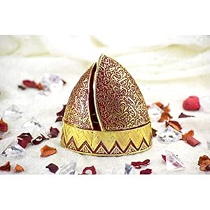 Intense Oud Calligraphy Arched Beehive Dome Style Burner Frankincense Resin Burner Office Home Decor Arabia OudhOud Burner Mabkhara Metal Tray 5 Inches Tall Red