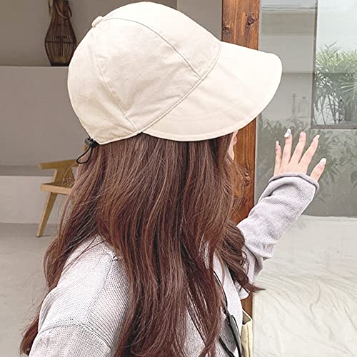 Womens Wide Visor Brim Sun Hat Quick Dry Sun Protection Visor Cap Summer Travel Baseball Hat Golf Outdoor Teens (S/M) Ivory #TOP1
