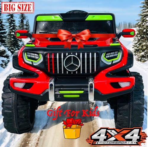 Image of Driving EV Cars for 1, 2, 3, 4, 5, 6 Years | Remote + Steering + Mobile App Control | Kids Jeeps (Big Size Jeep [2-10 Years], Bright Red)
