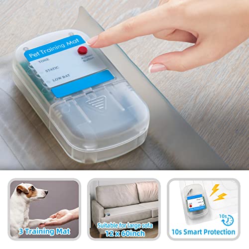 Scat Shock Mats for Dogs 2 Packs, Indoor 60"x12" Pet Shock Mat for Dogs and Cats, Electronic Training Mat Keep Pets Off Furniture, Safe Dog Repellent Mat with 3 Training Modes, Sofa Couch Protector - Image 6