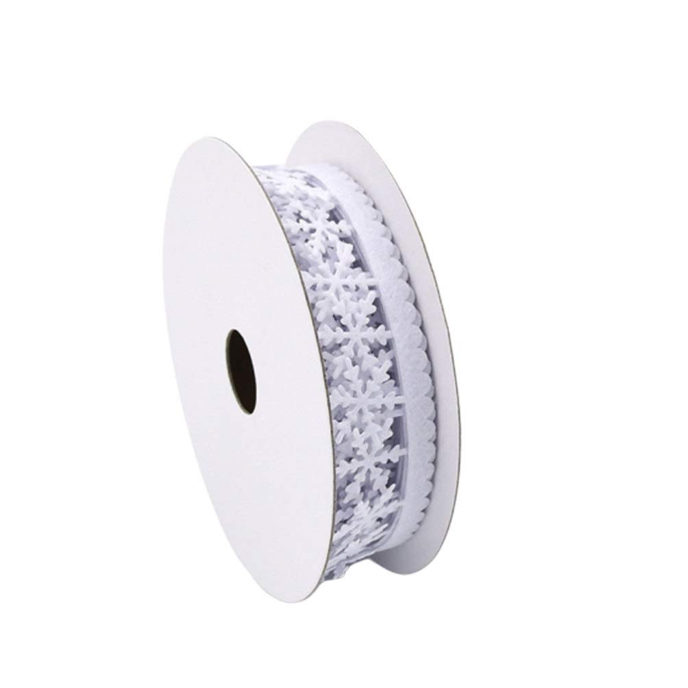 Milisten Christmas Snowflake Lace Trim Ribbon Satin Sewing Craft Ribbon, 5M/White, 500*2.5cm