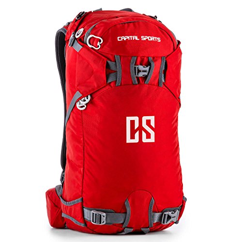 CapitalSports CS 30 Black Mochila Deportiva 30l Impermeable Nailon Rojo (Gran cantidad de Correas y Espalda Reforzada para una elevada Comodidad Durante Sus Actividades Deportivas, de Ocio o en el t