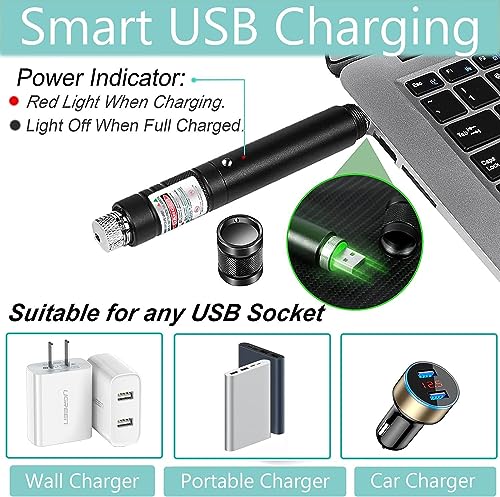 Image of COOLCOLD Laser Light | USB Rechargeable Green, Laser Pointer | Long Range, Laser Light Powerful | for Party, Disco Adjustable Mode, 2000m Handheld Laser Pen, Suitable for Camping(Green, Pack-2)