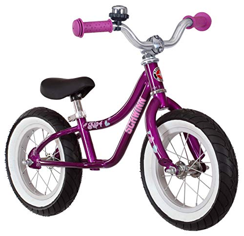 Schwinn Skip 4 Toddler Balance Bike, 12-Inch Wheels, Beginner Rider Training, Purple/White