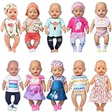 10 Set Puppenkleider Zubehör für 43cm / 17 Zoll Neugeborene Babypuppen Dazu gehört EIN Jeanskleid Bikini Outfit (Keine Puppe)