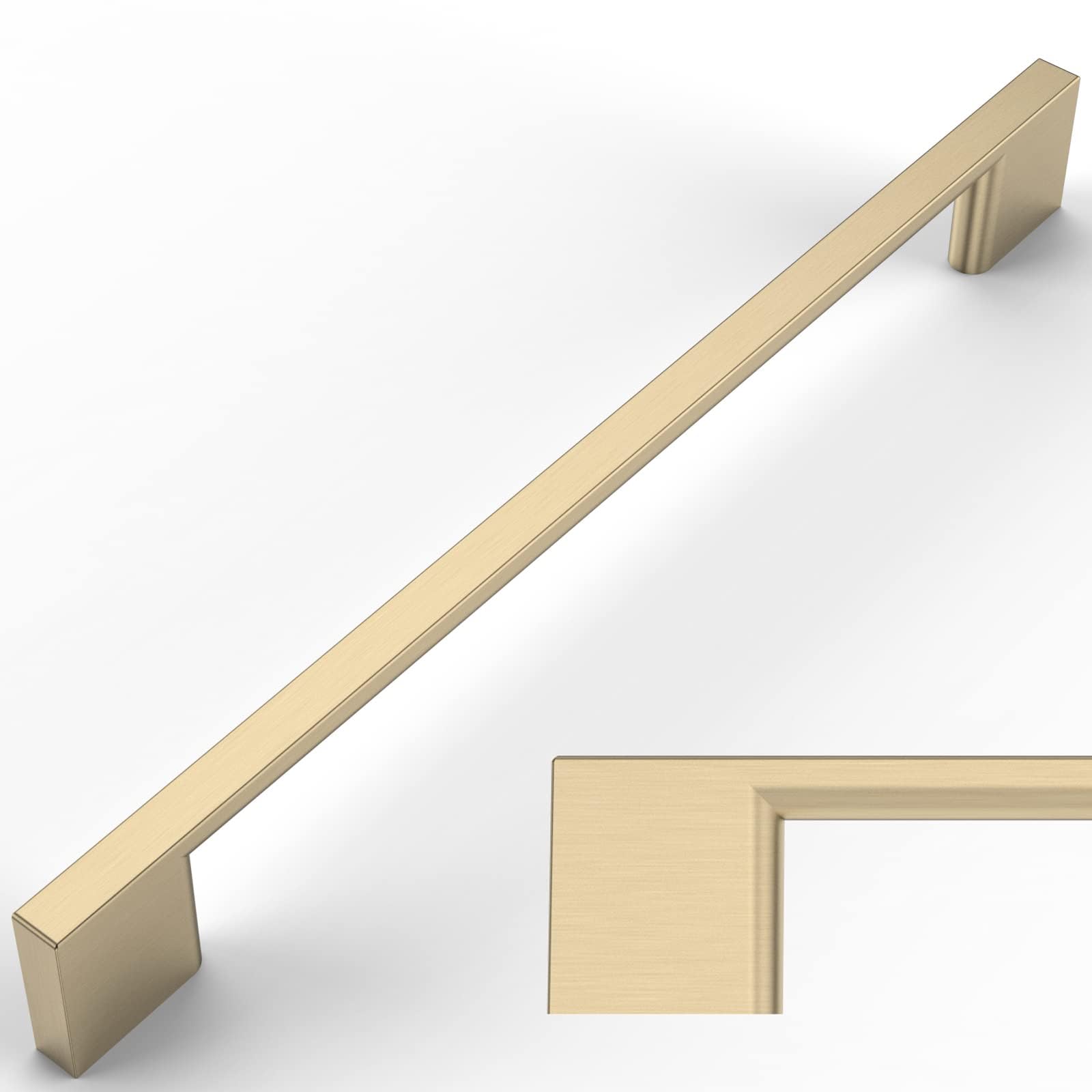Amerdeco 10 Stück Möbelgriffe Gebürstetes Messing, 256mm Lochabstand, Zinc alloy Schubladengriffe & Schrankgriffe für Küchenschränke & Kleiderschränke UK0022