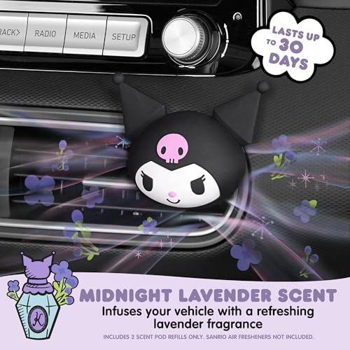 Image of Hello Kitty Car Air Freshener Refills 2-Pack - Midnight Lavender Scent - Cute and Long-Lasting Car Accessories, Odor Eliminator, Fun Scents, 30 Days Freshness (2 Refills)