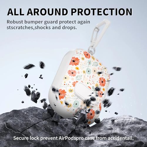 Image of for AirPods Pro 3 Case(2025) with Secure Lock Clip and Phone Stand,Cute Floral Girly Style Protective Cover with Cleaning Kit and Carabiner for Apple iPod Pro 3rd Generation(Maple Leaf Petals)