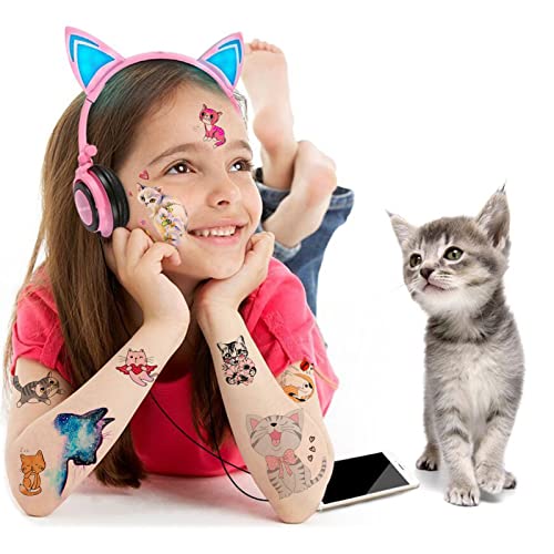 Cat Temporary Tattoos For Kids, Konsait Cute Cat Fake Tattoos Birthday Party Favors Waterproof Tattoos For Boys Girls Cat Party Favors Birthday Party Decoration Supplies Gift Bag Fillers, 24 Sheets #TOP4