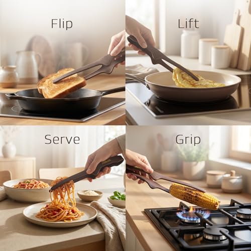 Image of Nester Silicone Kitchen Tong - Heat Resistant, Non-Stick Safe, Anti-Slip Grip, Ergonomic Lock Design, Food-Grade Silicone Tips for Cooking, Serving, BBQ & Frying