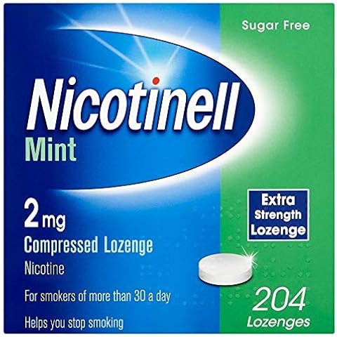 Nicotinell Nicotine Lozenge, Quit Smoking Aid, Sugar Free Mint Flavour, 2 mg, 204 Pieces Cover