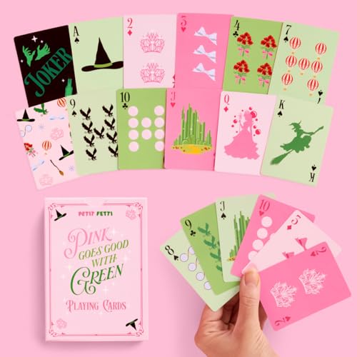 xo Fetti Pink + Green Witch Playing Card Set - 54 pcs | Bachelorette Game Birthday Party Activity Girls Night Decor Kids Card Deck Accessory