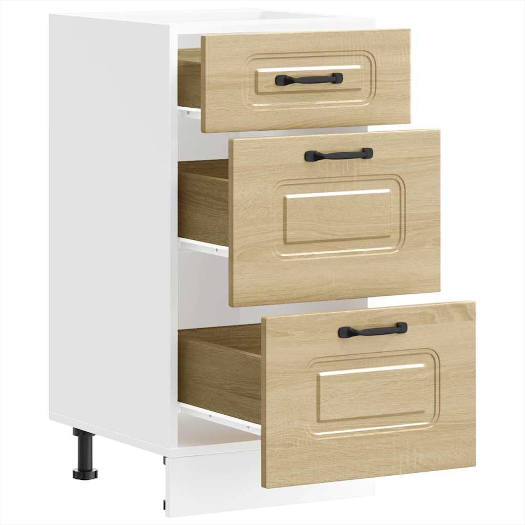 Armario de cocina Kalmar blanco de madera con patas ajustables en altura y compartimento grande para una protección fiable y fácil limpieza en su cocina, diseño compacto