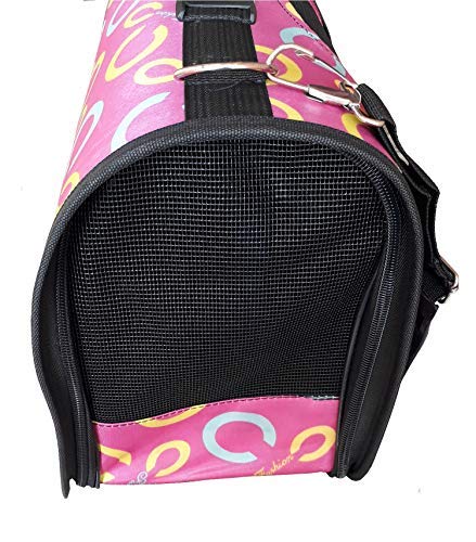 Image of PSK PET MART Durable and Breathable Full Zipper Airline Approved Pet Cat Puppy Polka Dot Small Animal Carrier Mesh Travel Sling Bag (XS)