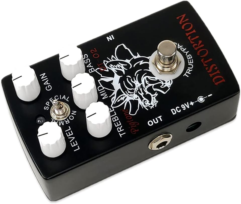 Distortion Guitar Pedal, Distortion Guitar Pedal for Electric Guitar Effect Natural Tight Pedal True Bypass Black PP-30