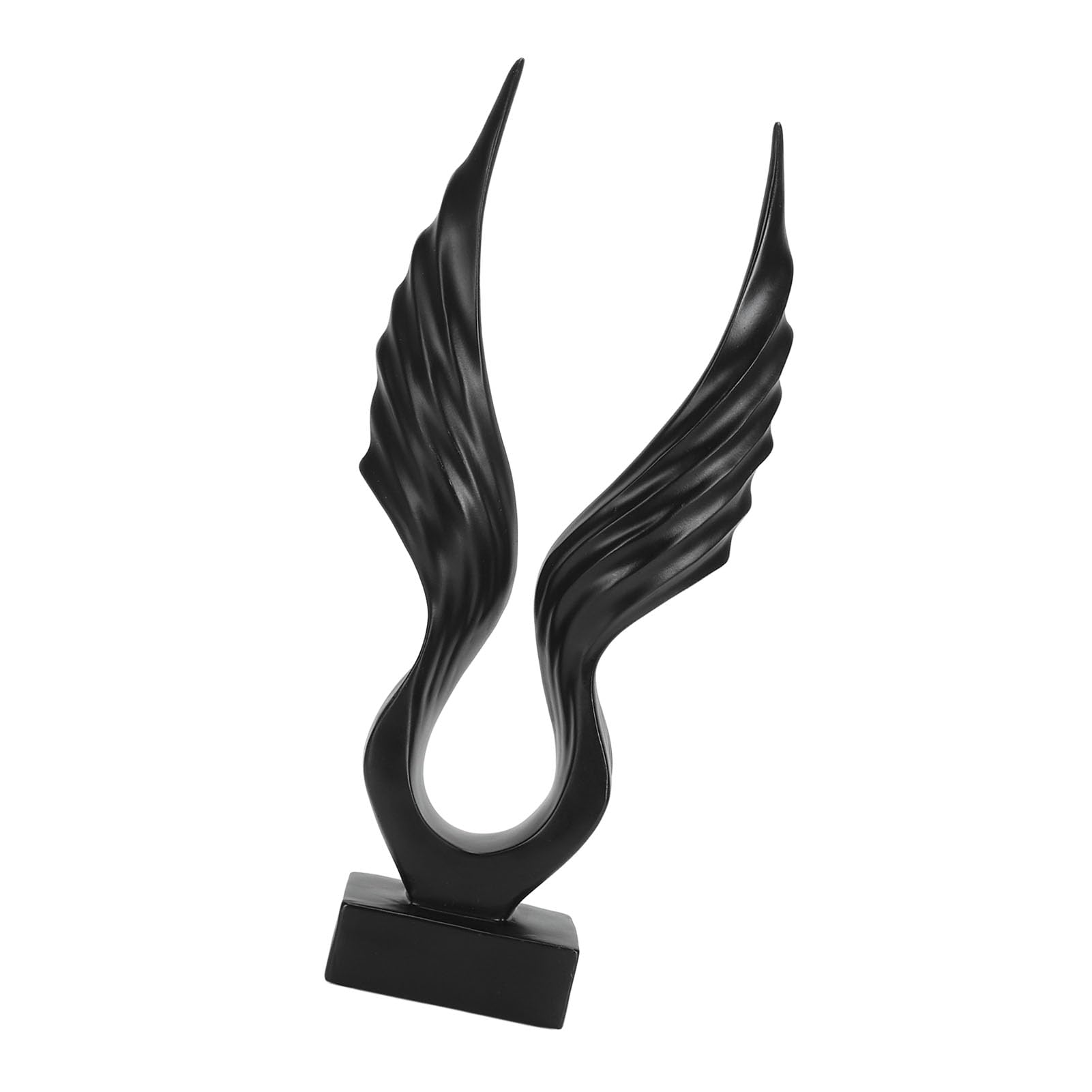 Statua ornamentale da scrivania, elegante decorazione astratta a forma di ala in resina vivida per ufficio (nero)