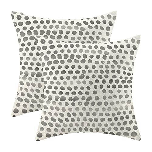 CXMEIFLY Polka Dot Pillow Covers 18x18 Inch Set of 2 Black Cream Outdoor Decor Throw Pillows for Couch Modern Boho Design Watercolor Decorative Cushion Cases for Home Sofa Bed Decorations