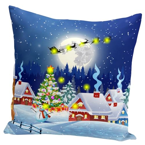 Homoyoyo Weihnachtliches Led Kissenbezug Kurzer Plüschiger...