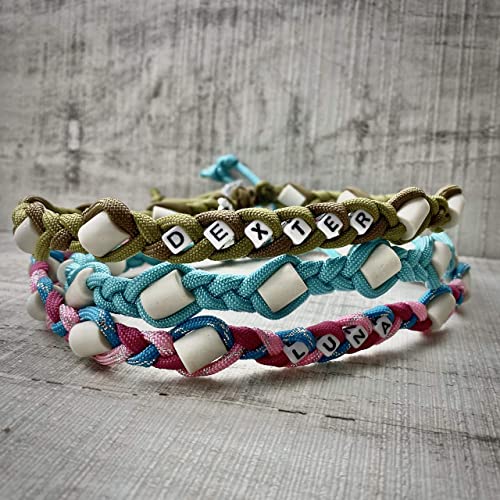 EM Keramik Halsband für Hunde, mit/ohne Name, 60 ver. Farben, Flechten, 100.000 Varianten, Pfötchen, Anker Beads, PetsGlamour