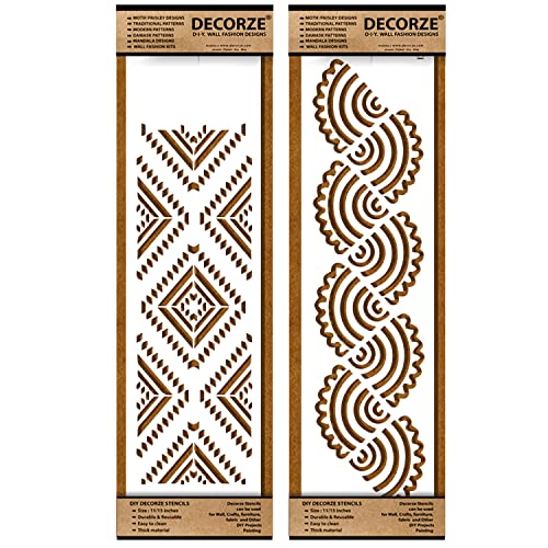 Image of Border Stencils for DIY Home Decor | Floral, Pattern & Wall Border Stencils for Painting Furniture & Art Projects DB-59-60