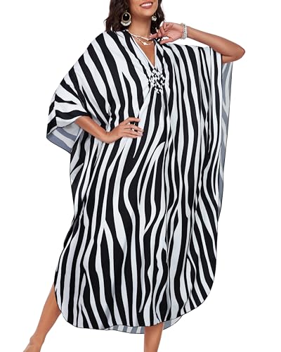 Image of Kaftan Dresses for Women V Neck Caftans Batwing Sleeve Beach Cover Ups | JILUVIN Plus Size Long Floral Print Dress, Loose Fit Maxi Casual Moomoo, Lounge House Mumu Nightgown Summer Vocation 2026