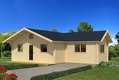 Preisvergleich Produktbild Ferienhaus F3 inkl. Fußboden - 70 mm Blockbohlenhaus, Grundfläche: 49,00 m², Satteldach