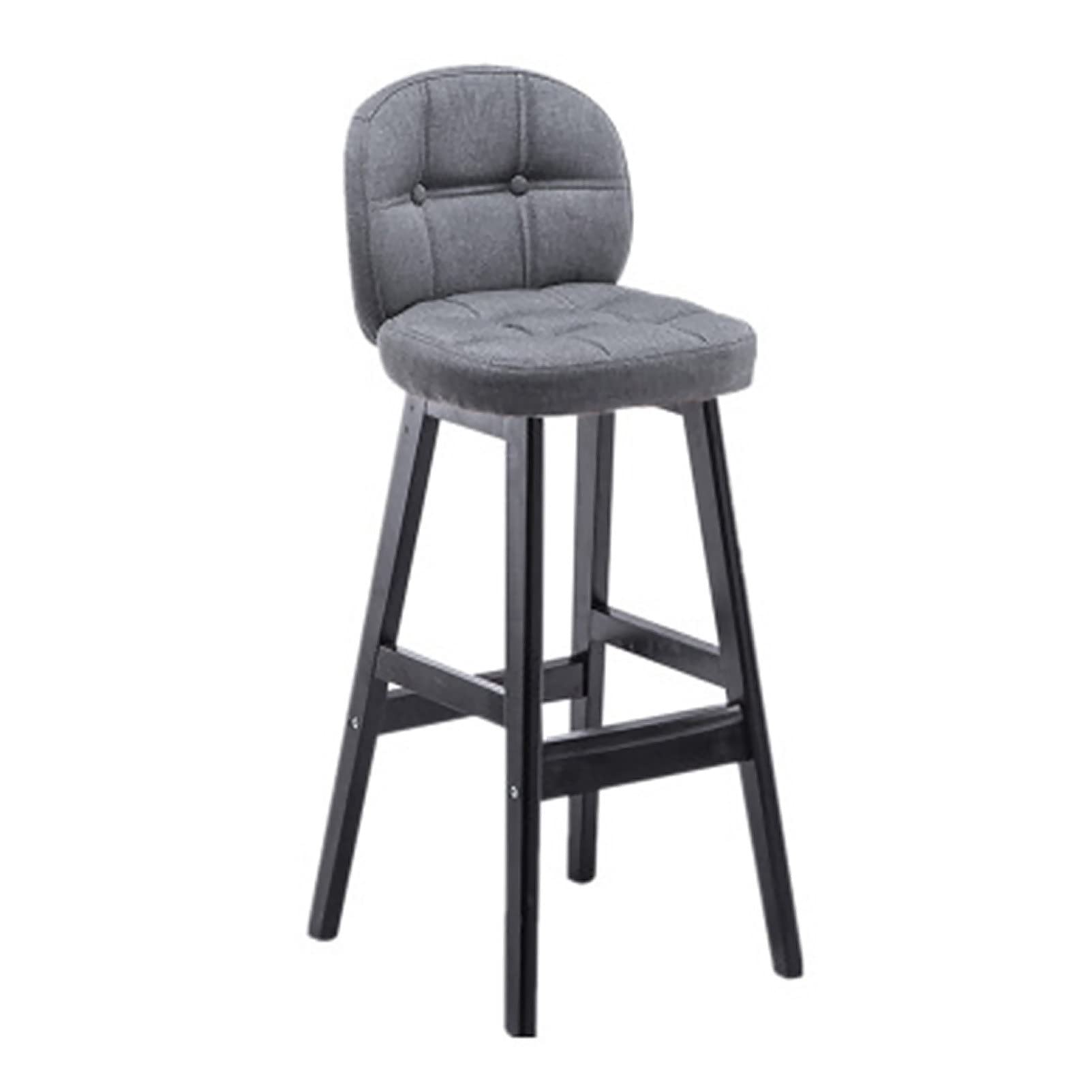Tabouret de bar pieds noirs et bois au design scandinave et moderne gris