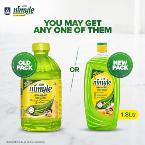 Image of Nimyle Floor Cleaner Lemongrass 1.8L|100% Natural Action|Power of Neem|99.9% Anti-Bacterial|Fresh Lemongrass Fragrance|Safe for Kids & Pets|Try Complete Range|Recommended by WNO|Certified by Green Pro