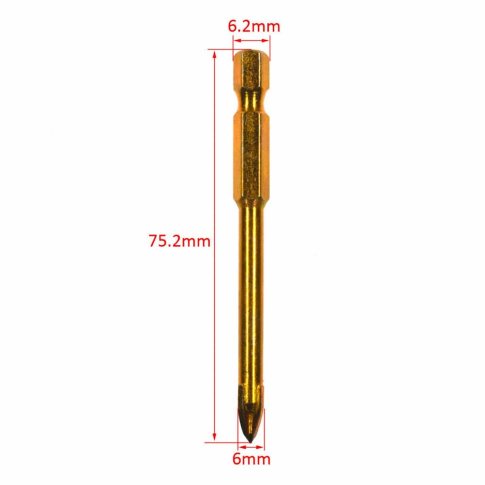 10 Pz 6mm Titanio Piastrelle Di Ceramica Marmo Di Vetro Punte Da Trapano Testa Di Lancia Hex Shank Trapani Vetro Ceramica Legno Metallo Plastica Piastrelle