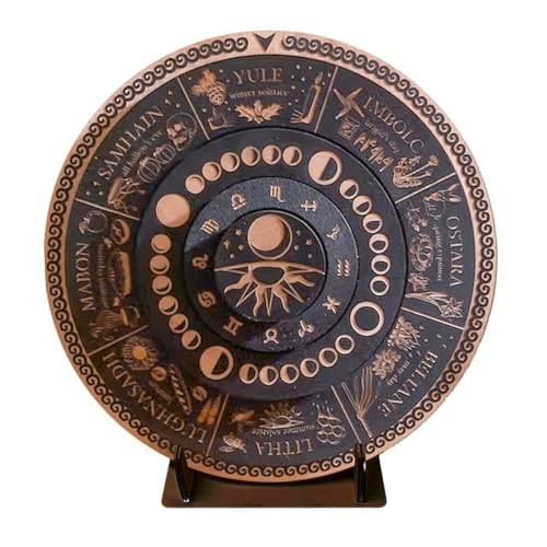 Tablero de radiestesia de astrología - Rueda ritual del zodíaco, calendario de adivinación mística | Soporte de tablero de exhibición Celestial Sabbat para áreas de meditación, estudios de curación, r