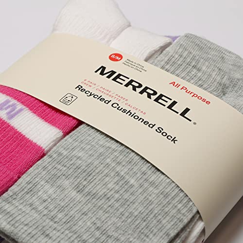 Image of Merrell Men's and Women's Recycled Cushioned Crew Socks-6 & 12 Pairs-Hiking Arch Support