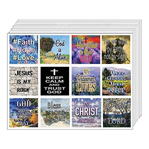 NewEights Christian Bible Verses Scriptures Quotes Stickers (10 Sheets) - for Journal Planner Sticky Notes Scrapbooking Party Favors Decor - for Adults Men Women Kids - Christian Stocking Stuffers Cover