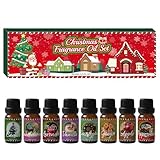 Dazhtu Weihnachten Ätherische Öle Set, 8x10mL Naturrein Aromatherapie Duftöle Set, Aroma Öl Geschenkset für Diffuser Entspannung, Luftbefeuchter, Mistelzweig, Lebkuchen, Apfel-Zimt, Zuckerstange