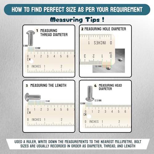 Image of Rely⇒VP INDUSTRIES (Pcs-25) M6x20 mm Button Head Cap Screw Stainless Steel Grade 304 | Allen Round Mushroom Head Screw with Allen Key 1 Pc
