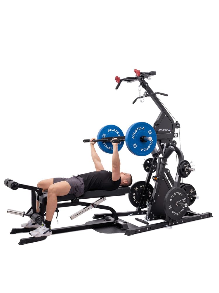 Atletica Triton | Multigym Triplex Station come set con panca per pesi X-Bench | Allenamento completo su spazio compatto | Stazione di trazione con barra di trazioni | Variant, braccio leva, Triton