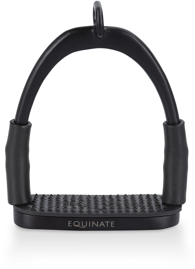 Equinate Sicherheitssteigbügel Manchester 12cm Schwarz Matt Anti-Rutsch Trittfläche Gummi 2 Stück
