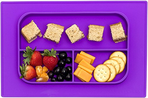 Baby Bento Placemat - Silicone Washable Toddler Placemat - No More Splatter Platter (Purple)