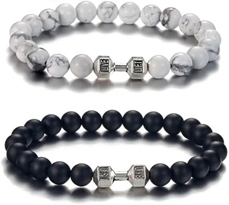 Black Dumbbell Bracelet for Men Gym Bracelets Volcanic Lava Beads Dumbbell Bracelets Fitness Barbell Bracelet for Men Women Jewelry Gifts (MATTE BLACK HOWLITE) (B0DCFTTMH4) Amazon Price History, Amazon Price Tracker