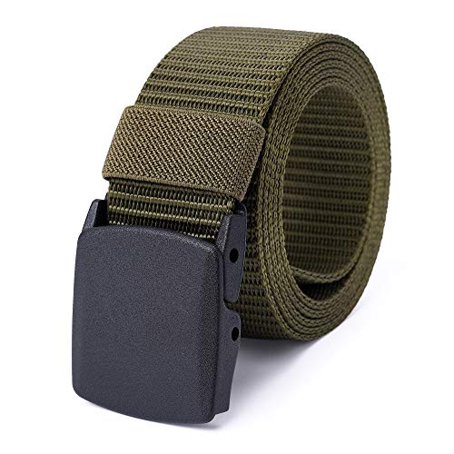 Mile High Life Cinturón de red de nylon Cinturón militar exterior Hebilla plástica segura TSA (Aceituna)