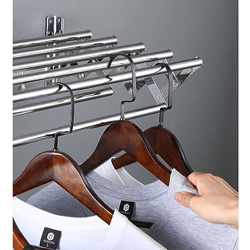 Séchoir à linge mural extensible à 7 tiges rétractables en acier LWX