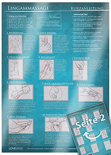 Lingam-Massage Kurzanleitung - 23 Penismassage-Techniken für die Tantramassage und mehr Genuss beim Sex - Praktische Schnellübersicht und Spickzettel: ... für den Mann [DIN A4 - zweiseitig, laminiert]