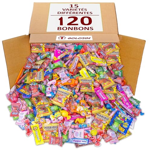 Lot Assortiment 120 Bonbons en Gros. Sélection Suprême : 15 Variétés. Sachets Individuels pour Pinata, Anniversaire, Chasse au Trésor.