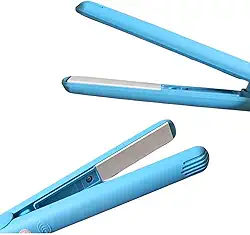 Mini Chapinha Alisadora com Placas de Cerâmica, Portátil, Rápido Aquecimento, Ideal para Alisamento Preciso e Viagens (Azul)