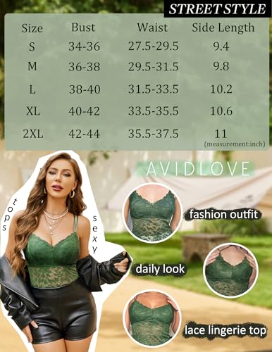 Image of Avidlove Lace Bralette for Women V Neck Camisole Lingerie Spaghetti Strap Tube Slim Tank Top