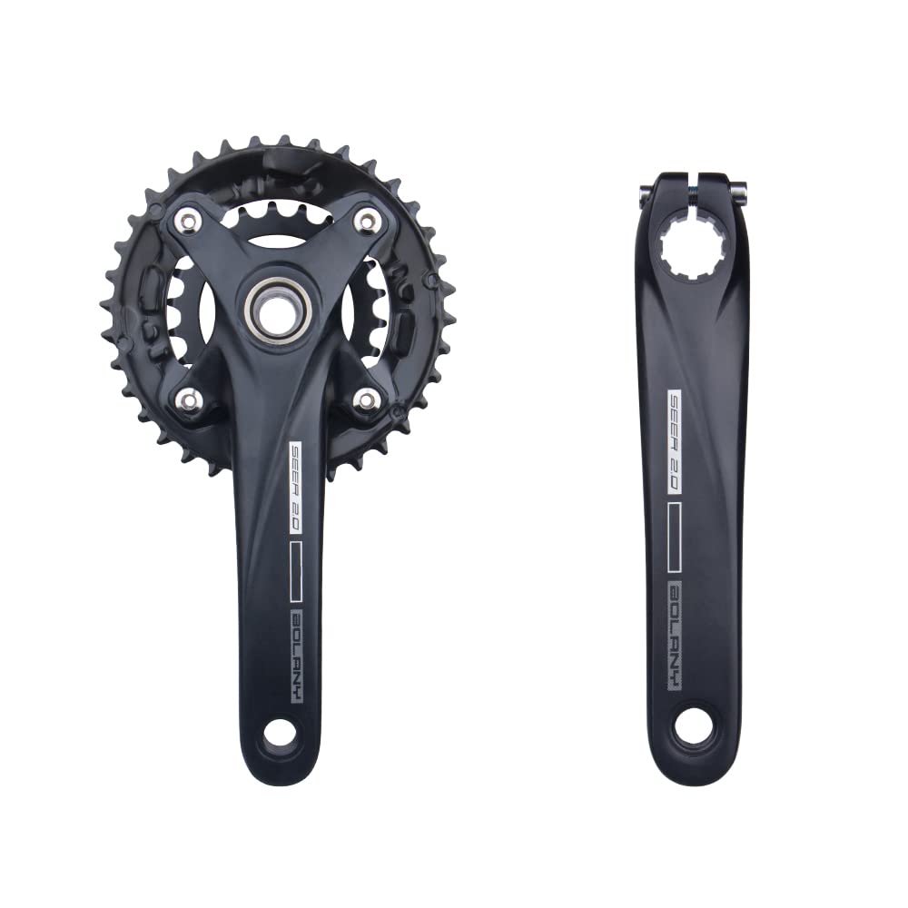 BOLANY Fahrrad Kurbelgarnitur 170mm kurbel 104BCD Hollowtech-Kurbelgarnitur 2 Fach Einzelspeed-Rundkettenblatt 22/36T 24/38T MTB Kurbelsatz mit Tretlager